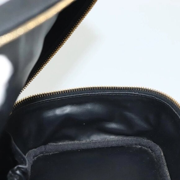 CHANEL Bicolore Vanity Hand Bag Lamb Skin Black Gold CC Auth 139540 - Picture 11 of 16